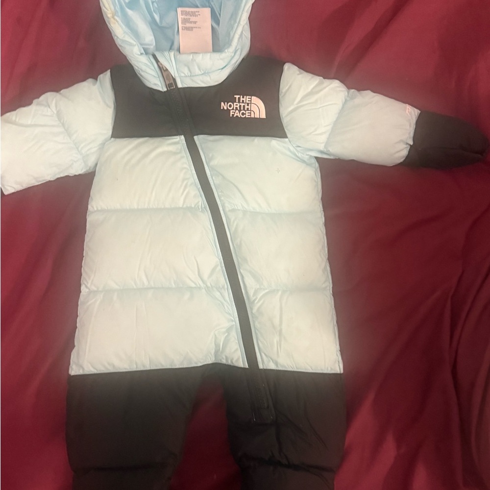 The North Face Infant Snowsuit in Sky Blue and Charcoal